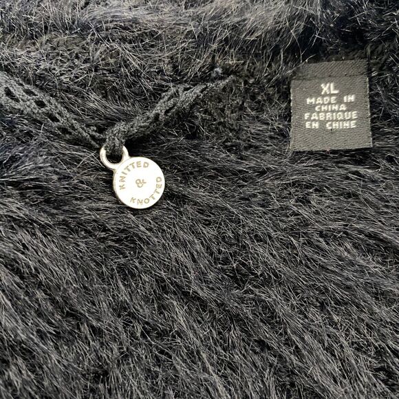 Anthropologie Knitted & Knotted Isola Black Textured Sweater‎ XL - Picture 5 of 8